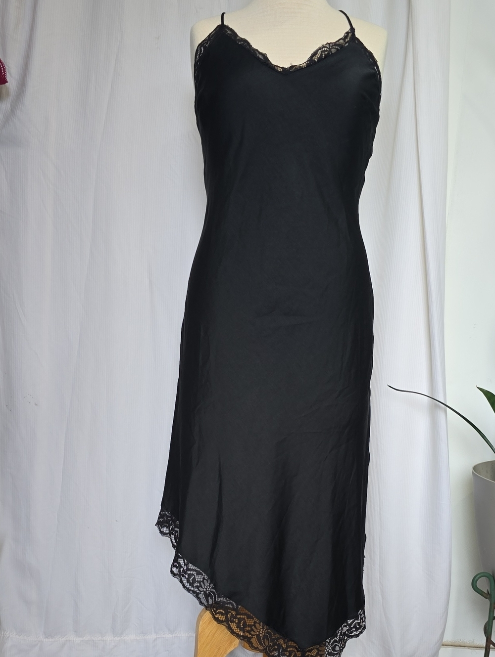 Weekday Black Lace-Trim Slip Dress